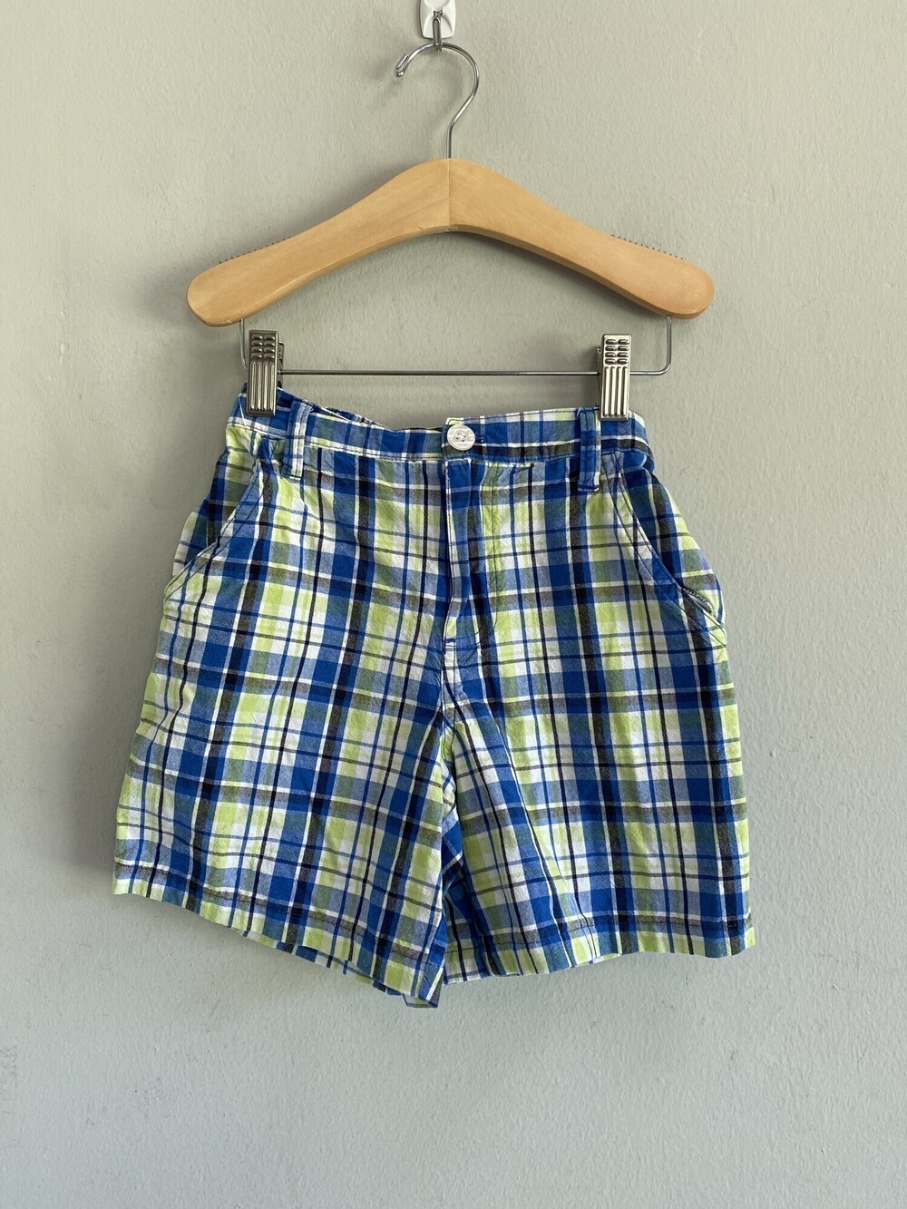 U.S. Polo Assn. Blue Green Plaid Cotton Shorts Boys Size 7